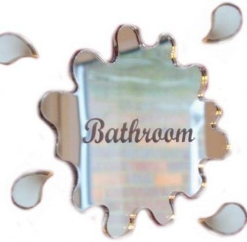 Süper Serin Kreasyonlar Kazınmış Banyo Puddle Ayna 12cm x 10cm Kapı İşareti