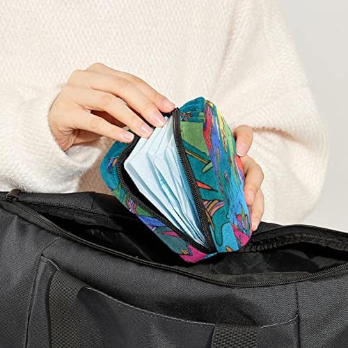 Temizlik peçeteleri saklama çantası, renkli Boyama Sanat Soyut Taşınabilir Regl Pad Çantası Genç Kızlar için Mağaza Külot
