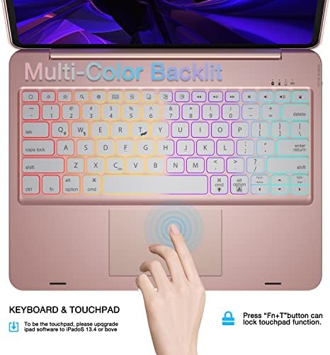 doqo Klavye ipad kılıfı Pro 2020 4th-Gen / 2018-3rd Gen, 7 Renk Arkadan Aydınlatmalı Bluetooth Klavye, ayrılabilir Bluetooth