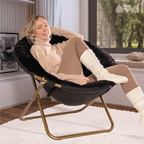 Milliard Rahat Sandalye / Yatak Odası için Suni Kürk Daire Sandalye / X-Large (Siyah)