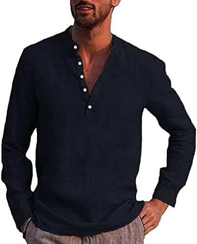 Yaz Büyük ve Uzun Boylu Gömlek Erkekler için Erkekler Moda Rahat Üst Gömlek Basit Rahat Düz Renk Uzun Düğme Aşağı