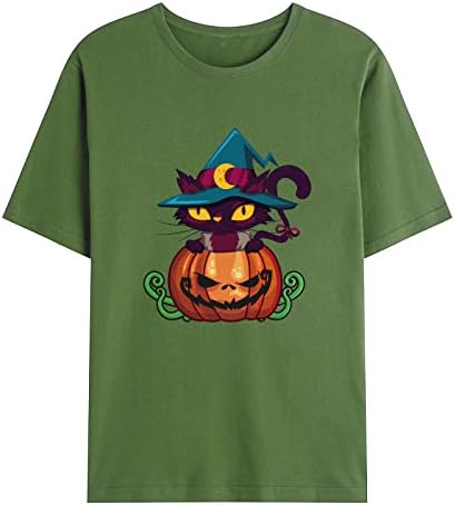 Cadılar bayramı için Tops erkek Kısa Kollu T-Shirt Sevimli Kabak Baskılı Crewneck Casual Darly Gömlek Tees Kazak