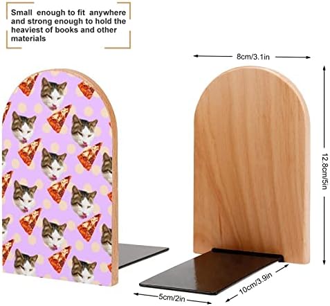 Kedi Pizza Sevgilisi Küçük Ahşap Kitap Ayracı Desteği Kaymaz Ağır Raflar Kitap Standı Ofis Ev Mutfak için Kütüphane