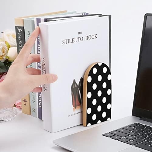 Büyük Polka Dot Desen Küçük Ahşap Kitap Ayracı Desteği Kaymaz Ağır Raflar Kitap Standı Ofis Ev için Mutfak Kütüphane