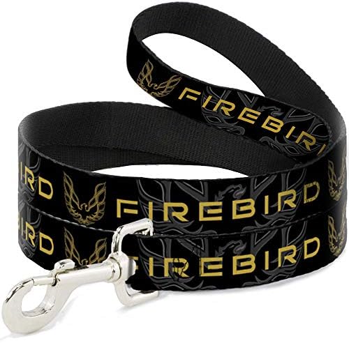 Köpek Tasması Pontiac Firebird Logosu Siyah Griler Altınları 6 Fit Uzunluğunda 0,5 inç Genişliğinde