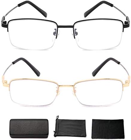 YXW 2 Pairs Anti-Mavi okuma gözlüğü erkekler için, Yarım Çerçeve Multifocus Bahar Menteşe Okuyucu Gözlük