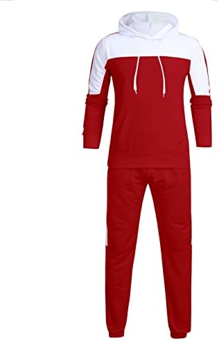 XXBR Eşofman Mens için, Renk Blok Patchwork Eşofman kapüşonlu eşofman üstü Sweatpants Spor 2 Parça Kıyafetler Setleri