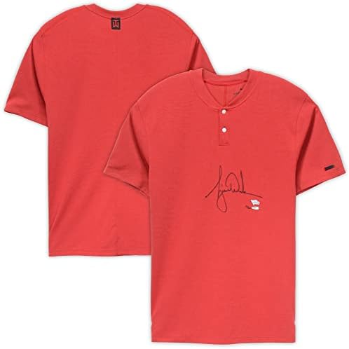 Tiger Woods İmzalı Kırmızı Buhar Aeroreact Nike Polo-Sınırlı Sayıda 50-Üst Güverte İmzalı Golf gömlekleri