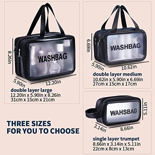 Unibana Büyük Şeffaf Makyaj Çantası, Tuvalet Malzemeleri için Seyahat Kozmetik Çantaları Çift Katmanlı Tuvalet Çantası Organizatör