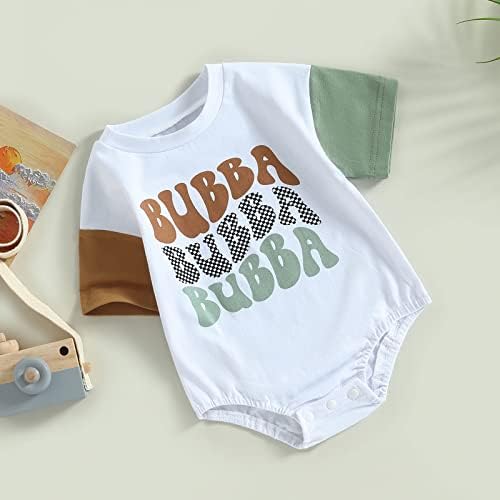 Bebek Erkek Bebek Yaz giysileri Kısa Kollu Romper Gömlek Mektup Baskılı Bodysuit Üst Kabarcık Kıyafet
