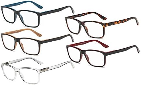 Eyekepper 5 Pairs okuma gözlüğü Klasik Dikdörtgen Çerçeve Mens Womens yaylı menteşeler