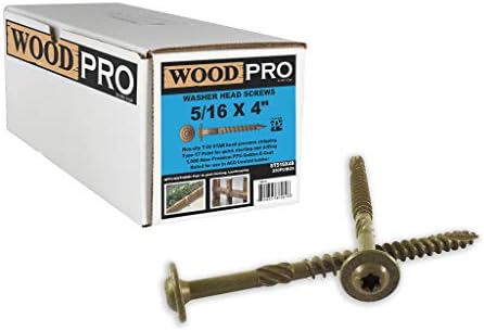 WoodPro Bağlantı Elemanları ST516X4B 5/16 İnç 4 İnç Uzunluk Yuvarlak Yıkayıcı Kafa Dış Ahşap Vidalar, 250-Pack, Altın