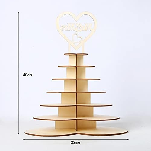 7 Katmanlı Ahşap Çikolata vitrin standı Mr & Mrs Kalp Şekli Çikolata Tatlı Şeker 3D Kule Tutucu Kişiselleştirilmiş Düğün