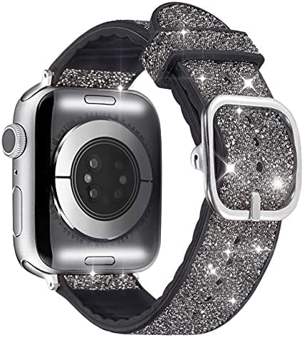 Apple Watch 38mm/40mm/42mm/44mm ile Uyumlu Mösyö Bling Silikon Bantlar, iWatch için Parlak Yapay Elmas Yedek Kayış, Kaliteli