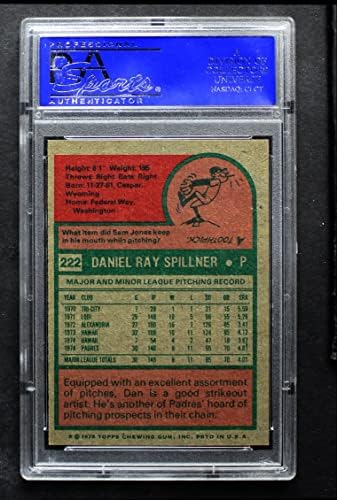1975 Topps 222 Dan Spillner San Diego Padres (Beyzbol Kartı) PSA PSA 8.00 Padres
