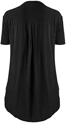Artı Boyutu Bluzlar Kadınlar için Şık, Bayan Dantel Düz Renk Üstleri Kısa Kollu Tunik Bluz Crewneck Düğme Tişörtleri
