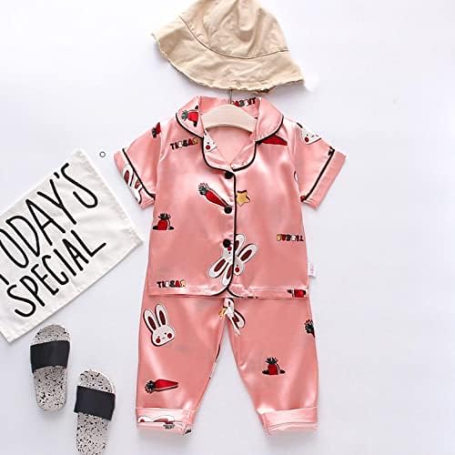 Kızlar kışlık pijama Erkek Bebek Kız Kıyafetler Havuç Tavşan Kısa Kollu Düğme Aşağı Çiçek Kız Kıyafet Bebek