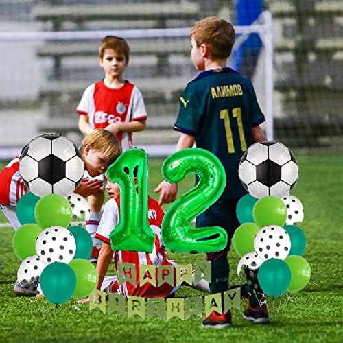 Futbol Balon Seti 13. Doğum Günü Dekorasyonu Yeşil Numara13 Folyo Balon Futbol Balon Dekorasyonu Bayrak Balonlarını Çekin