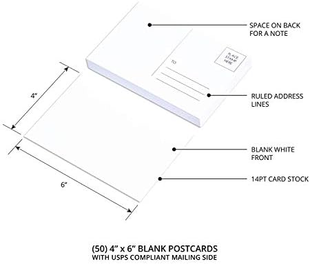Ev Avantajı Posta Tarafı ile 50 Paket Boş Düz Beyaz 4x6 Kartpostallar