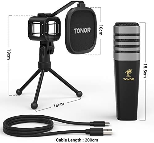 USB Mikrofon, TONOR Kardioid Kondenser Bilgisayar PC Mikrofon ile tripod Standı, Pop Filtre, Şok Dağı için Oyun, Streaming,