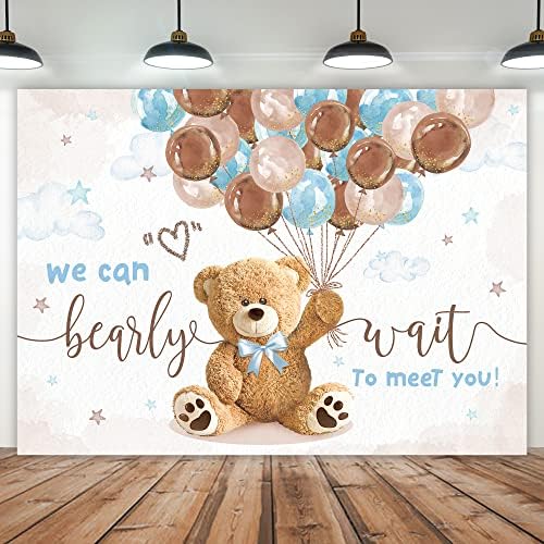 Imirell Ayı Bebek Duş Zemin 8 W x 6 H Ayaklar Biz Bearly Bekleyin Sevimli Güzel Kahverengi Teddy Altın Noktalar Balonlar