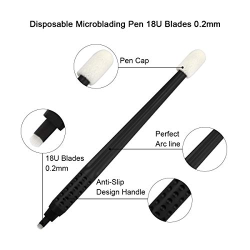10 adet Tek Kullanımlık Microblading Manuel Kalem İğne ve Kapaklı Kalıcı Makyaj 18 U Bıçakları 0.2 MM, tek kullanımlık blister