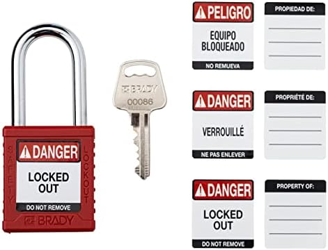 Brady Güvenlik Kilitleme Asma Kilit Setleri - 6 Paket-Kırmızı Anahtarlı Benzer Güvenlik Kilitleme Asma Kilitleri-Kilit Başına