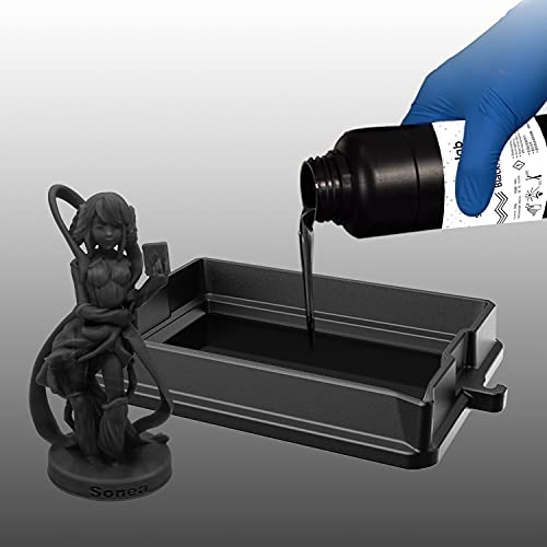 Voxelab 3D Yazıcı Reçine, LCD UV Kür Reçine, Sert ve Sert 3D Reçine 405nm Standart Fotopolimer LCD 3D Baskı(0.5 KG,Siyah)