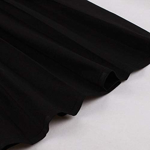 JFLYOU Elbise, kadın Kısa Kollu Çizgili papyon Kemer Retro askı Elbise (Black1, XXXXL)