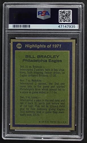 1972 Topps 286 Tüm Profesyonel Bill Bradley Philadelphia Kartalları (Futbol Kartı) PSA PSA 8.00 Eagles Princeton