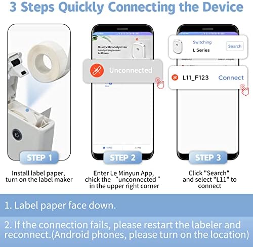 Bantlı SKİO Etiket Makinesi (Mor ve Beyaz), Etiketleme için L11 Taşınabilir Bluetooth Mini Etiket Yazıcısı-Mürekkep Yok Telefon