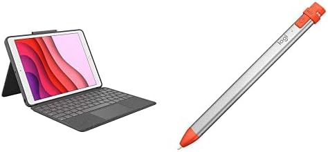 iPad için Logitech Combo Touch (7., 8. ve 9. Nesil) Trackpad'li Klavye kılıfı-Grafit ve Logitech Crayon Dijital Kalem-Turuncu