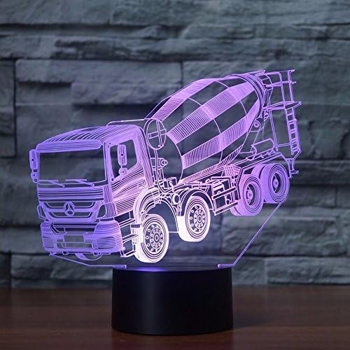 Jınnwell 3D Kamyon Traktör Araba Gece Işığı Lambası Illusion Hayvan Gece Lambası 7 Renk Değiştirme Dokunmatik Anahtarı Masa