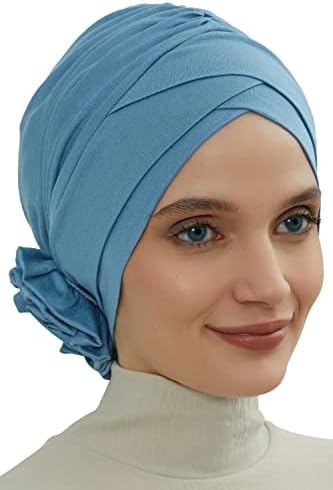Aisha'nın Tasarım Anında Türban Başkanı Sarar Kadınlar için, %95 % Pamuk Eşarp Başörtüsü Büzgülü Tasarım, Kemo Kanseri Şapkalar