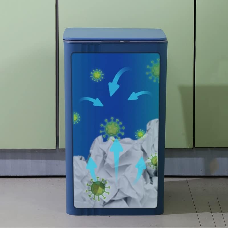 Yok sensörlü çöp kovası Büyük Kapasiteli Tuvalet Banyo çöp tenekesi Mutfak Otomatik İndüksiyon Kutusu kapaklı (Renk: Mavi,