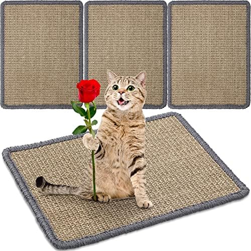 4 Parça Kedi Tırmığı Mat Sisal Kedi Scratcher Pad için Kapalı Kedi Yatay Kedi Tırmığı Kedi Tırmığı Mobilya Koruyucu için