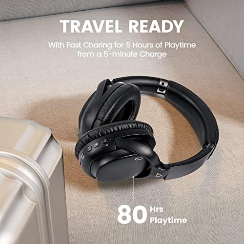 Ankbit E600Pro Hibrid Aktif Gürültü Önleyici Kulaklıklar aptX HD ve Düşük Gecikme Süresi, Kulak Üstü Bluetooth Kulaklıklar
