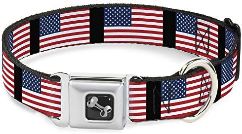 Tokalı Emniyet Kemeri Tokası Köpek Tasması-Amerika Birleşik Devletleri Bayrakları-1 Geniş-15-26 Boyuna Uyar-Büyük