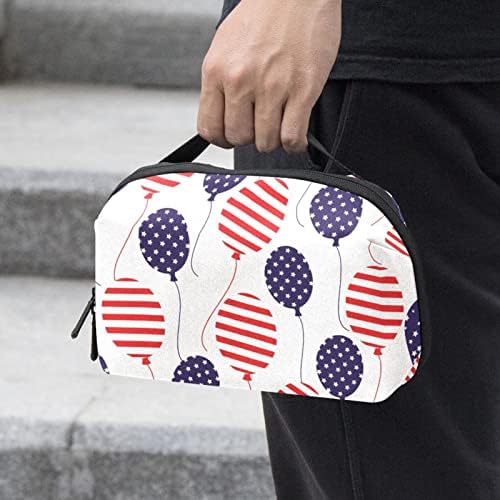 Taşınabilir Elektronik Organizatör Kılıfı Çanta Amerikan Bayrağı Balon Seyahat Kablosu saklama çantası için Sabit Diskler,