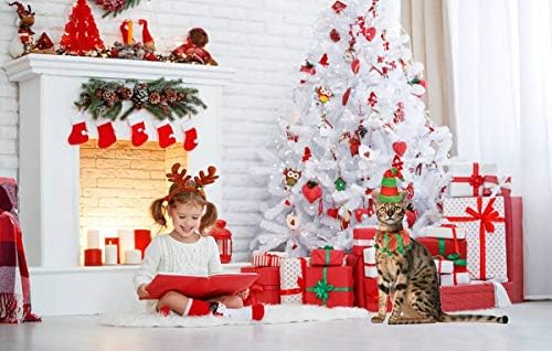 Vehomy Kedi Noel Kostüm Elf Şapka ve Çan Yaka Noel Pet Kostüm Aksesuarları için Kedi ve Köpek 2 Pcs