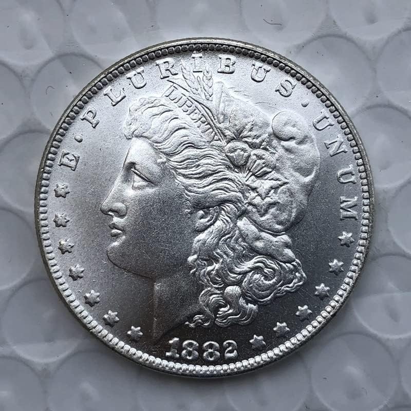 1882 S Versiyonu Amerikan Morgan Sikke Gümüş Dolar Pirinç Gümüş Kaplama Antika El Sanatları Dış Hatıra paraları