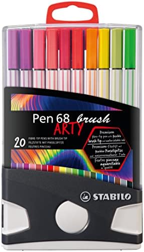 STABİLO Premium Fiber - Fırça Uçlu Kalem 68 fırça Uçlu Kalem - GÖSTERİŞLİ-Renkli Parade-20'li Paket-Çeşitli Renkler