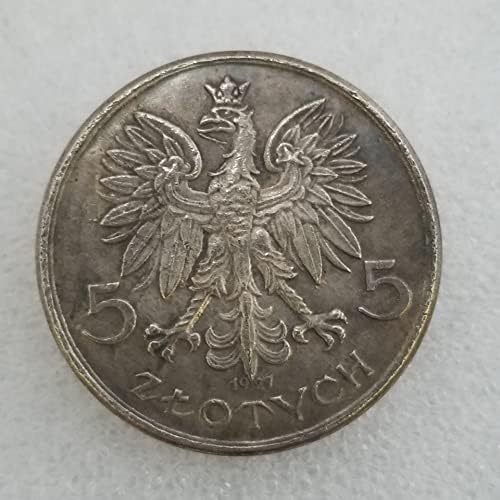Antika El Sanatları Polonya 1927 Pirinç Gümüş Kaplama Eski Gümüş Dolar Gümüş Yuvarlak Dış Ticaret 2473