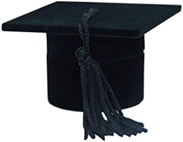 TENDYCOCO 4 ADET Yüzük Kutusu Okul Doktora Lisans Şapka Şekli Hediye Kutusu Depolama Mücevher Kutusu Üniversite mezuniyet