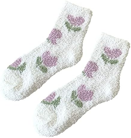 DBYLXMN Termal Çorap Bayan Mercan Polar Çorap Çiçek baskılı çoraplar Renkli Hafif Atletik Çorap Erkekler için Boyutu
