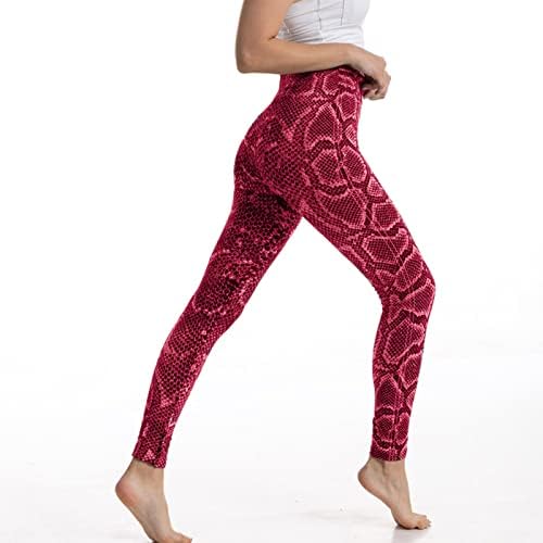 Kadınlar için tayt Karın Kontrol Popo Kaldırma Atletik Egzersiz Yılan Derisi Baskılı Yoga Pantolon Rahat Yüksek Bel Sweatpants