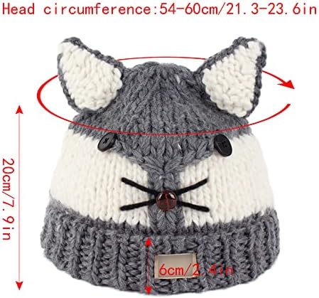 LABANCA Kadın Kızlar Kış Örgü Kablo Şapka Sevimli Kedi Kulaklar Örgü Bere Kap