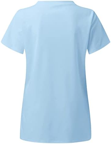 Tezahürat Uzun Kollu Gömlek Bayan Artı Boyutu Üst V Boyun Kısa Kollu Cepler Baskılar T Shirt Rahat Raglan Tee