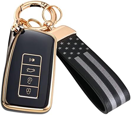 WSAuto Lexus Anahtarlık Kapak Amerikan Bayrağı ile Deri Metal Anahtarlık ile Uyumlu Lexus RX ES GS LS NX RS LX RC LC akıllı