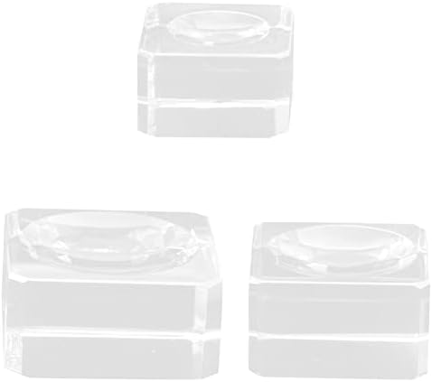 Cabilock süs ekran standı takı tutucu standı Mini kare Kristal standı: Cam toplar mermerler için 3 adet küçük şeffaf kristal